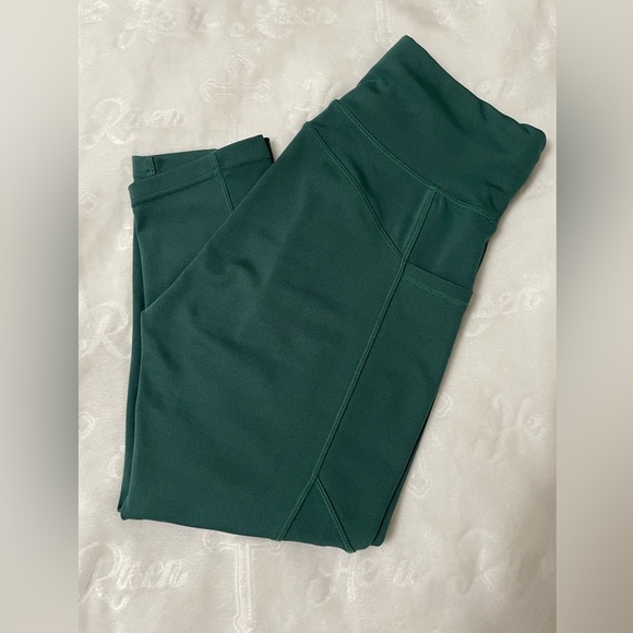 POP Fit Capri Dark Green Leggings Midrise Women’s SMALL - Picture 1 of 6